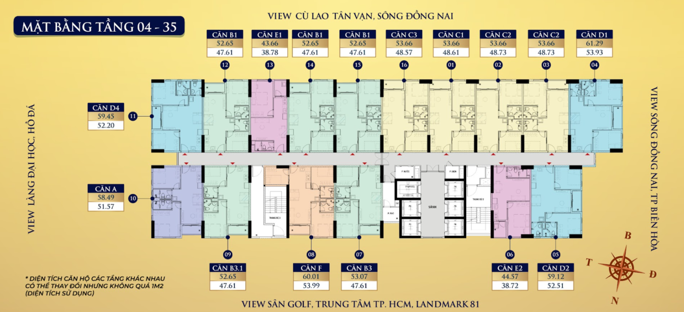 Mặt bằng tầng 04 - 35 Bcons Avenue