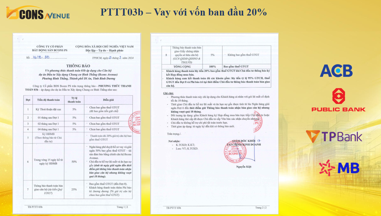 PTTT vay với vốn ban đầu 20%