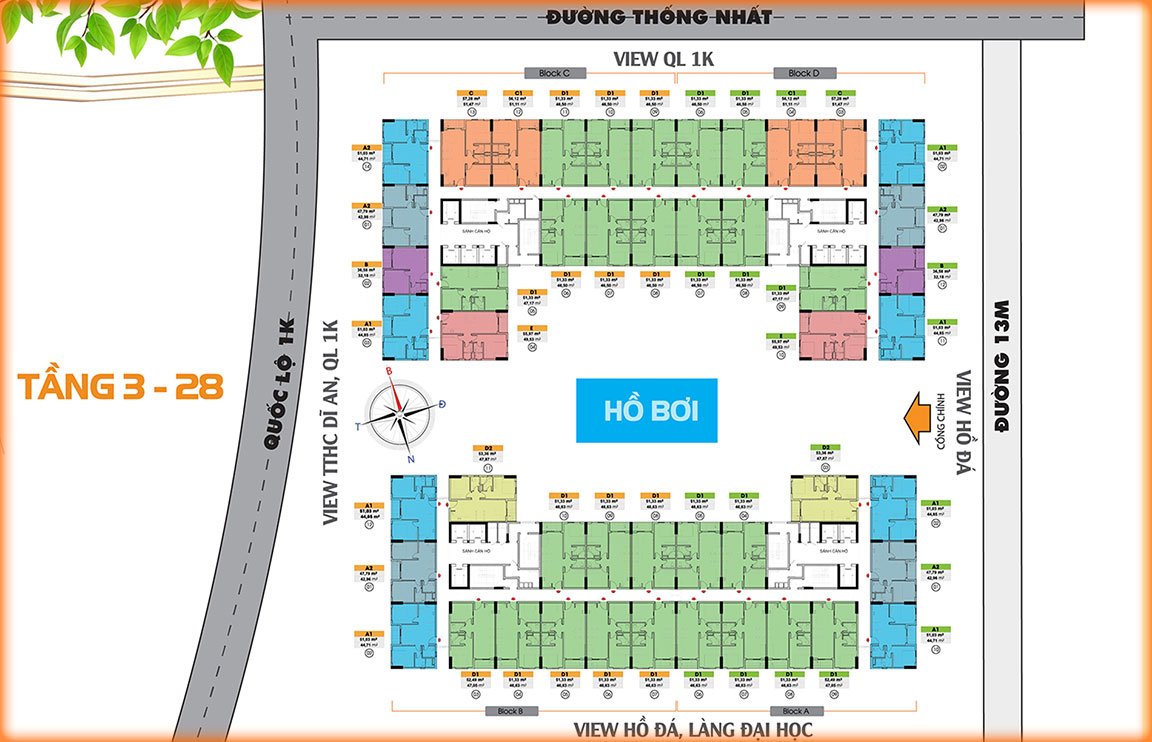 Mặt bằng tầng căn hộ Bcons Plaza