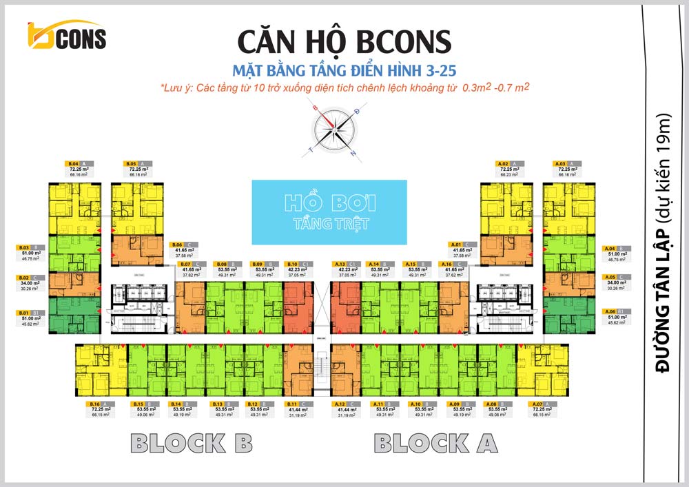 Mặt bằng thiết kế Bcons Miền Đông